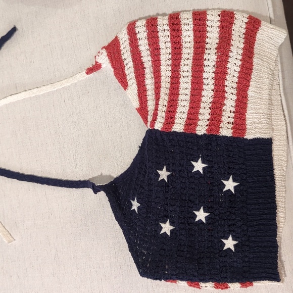 AEO Festive American Flag Crop Top - Picture 1 of 6
